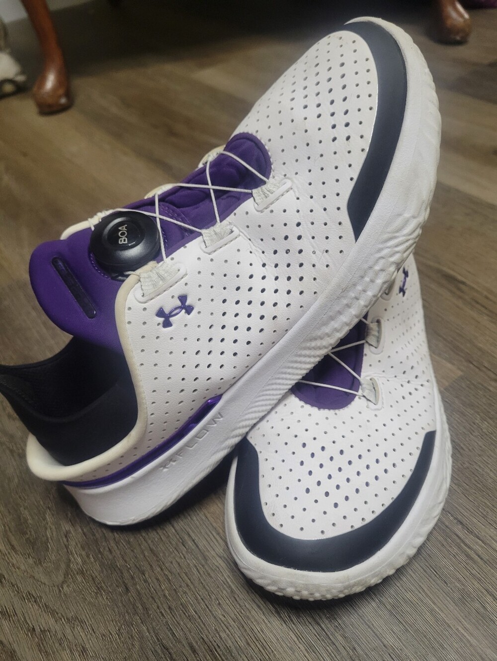 Under Armour White & Purple Athletic Shoes with BOA Closure